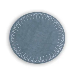 VIDA Round Embroidered Swirl 15.5" Round Placemats Set of 4 (Blue)