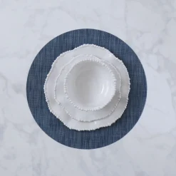 VIDA Round Woven Placemats Set of 4 (Navy)