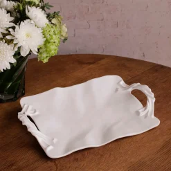 VIDA Sasha Rectangular Tray with Handles White