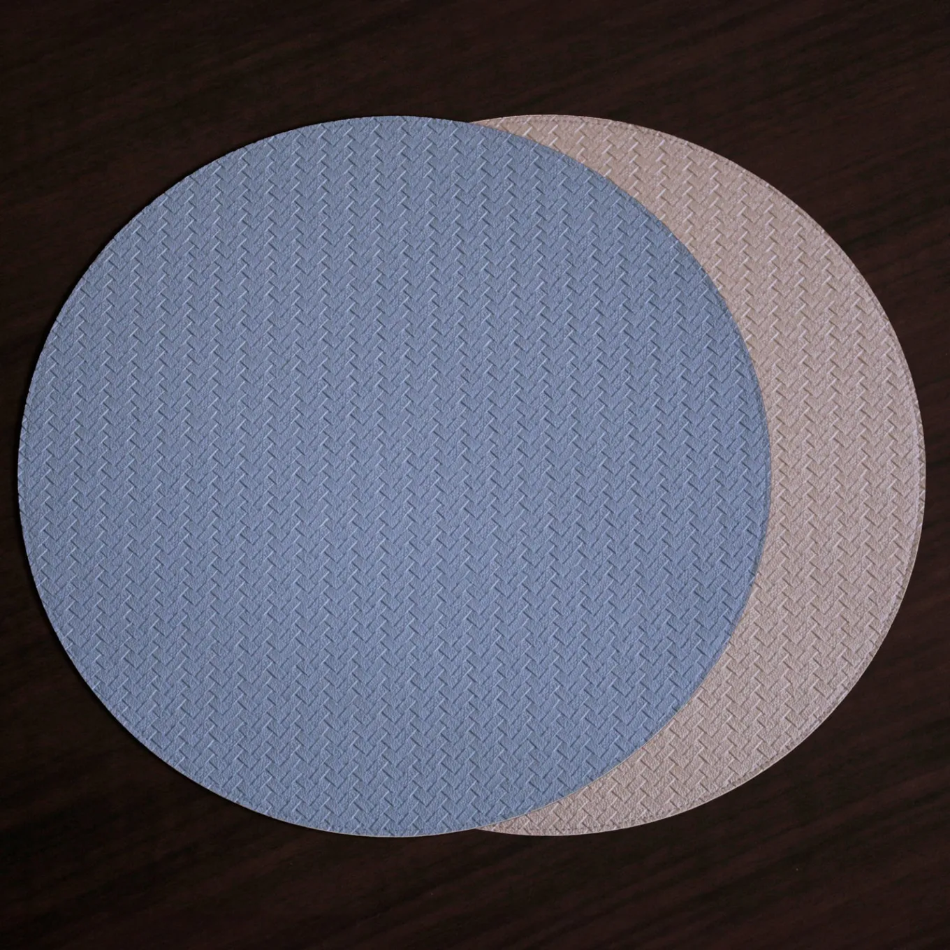 VIDA Snakeskin Reversible 15" Round Placemats Set of 4 (Slate Blue and