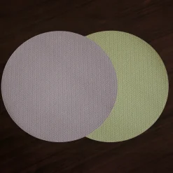 VIDA Snakeskin Reversible 15" Round Placemats Set of 4 (Pale Green and