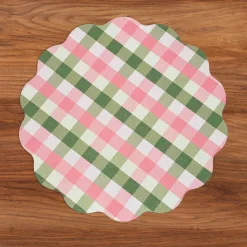 VIDA Tropical Floral and Preppy Plaid Reversible Round Placemats Set o
