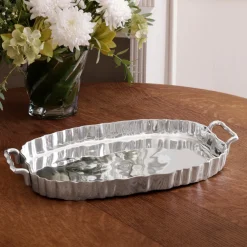 VINTAGE Fluted Oval Tray with Handles