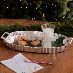 VINTAGE Fluted Oval Tray with Handles